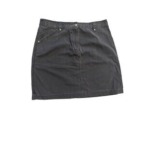 L.L. Bean Womans Belted Outdoor Skirt Gray Plus Sz 14 Rip Stop Pockets hiking